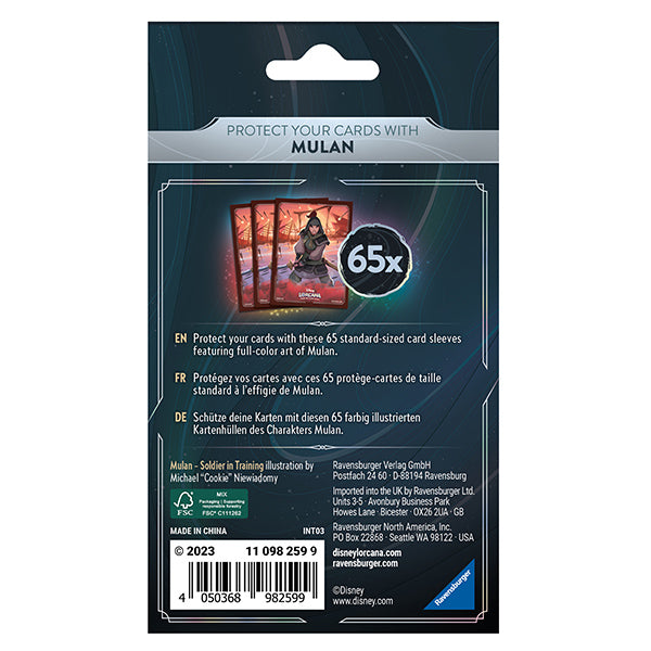 Disney Lorcana Supplies: Rise of the Floodborn - Mulan Card Sleeves (6 Double Infinity Gaming Disney Lorcana Supplies: Rise of the Floodborn - Mulan Card Sleeves (6 Double Infinity Gaming