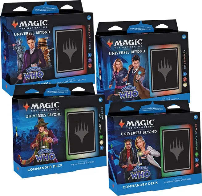 Magic the Gathering: Doctor Who Commander Deck Display: Set of 4 Decks Double Infinity Gaming Magic the Gathering: Doctor Who Commander Deck Display: Set of 4 Decks Double Infinity Gaming