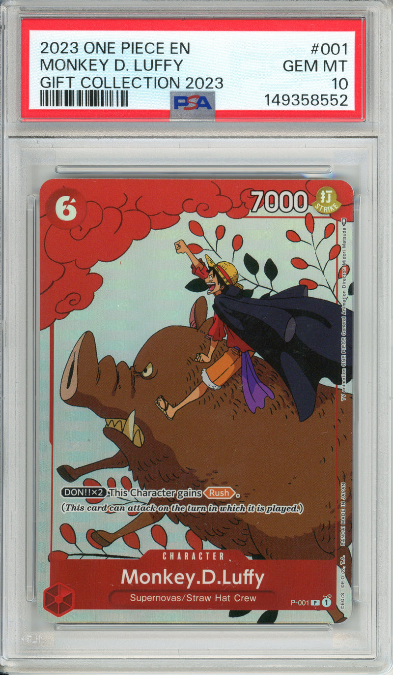 one piece card graded Graded: Monkey D. Luffy P-001 Gift Collection 2023 PSA 10 Pokemon Box Sets & Tins Decks:Revenant Recon Trading Card Sleeves M-2