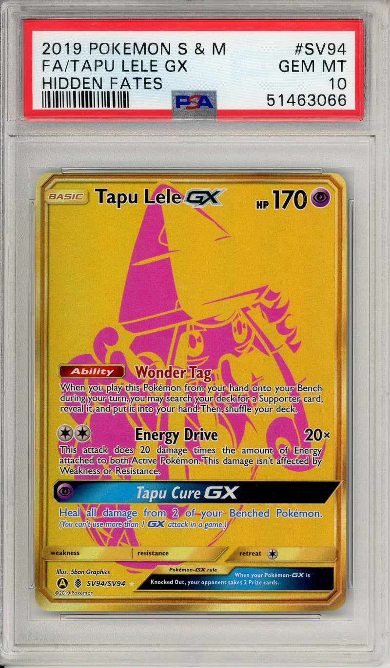 tapu lele gx pokemon card value Graded: SV94/SV94 Hidden Fates (2019) Gold Full Art PSA 10 blackfriday the trusted official grading Pokemon Jungle Single Card Style:3 Slabs graded between 1 - 9