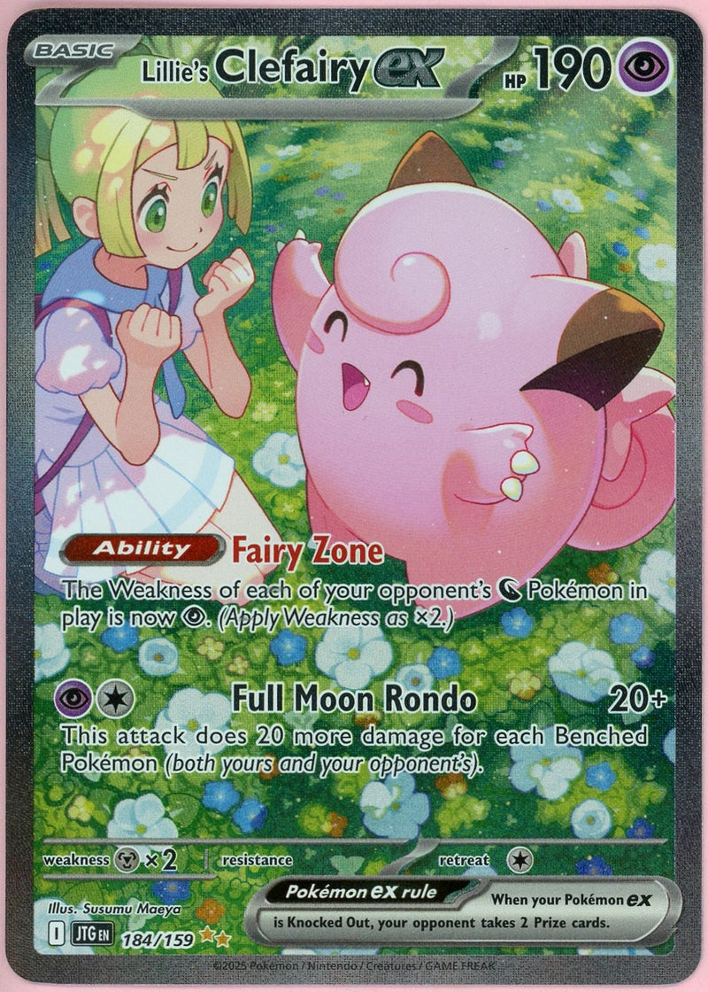 clefairy pokemon card Lillie's EX 2025 Journey Together Special Illustration Rare #184 PSA Authenticated 10 Option:PSA60664815 the official authentication and Mega Charizard X ex draw
