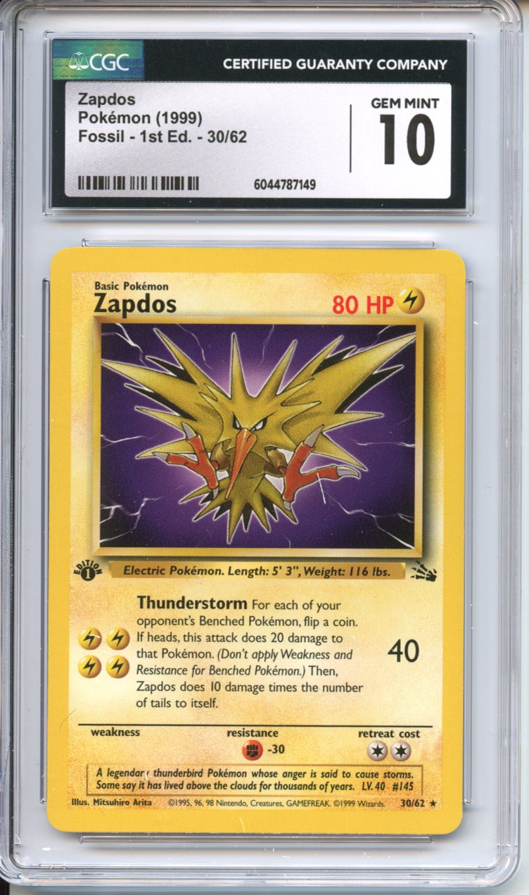 first edition zapdos card Pokemon Graded: 1st Edition Zapdos CGC 10