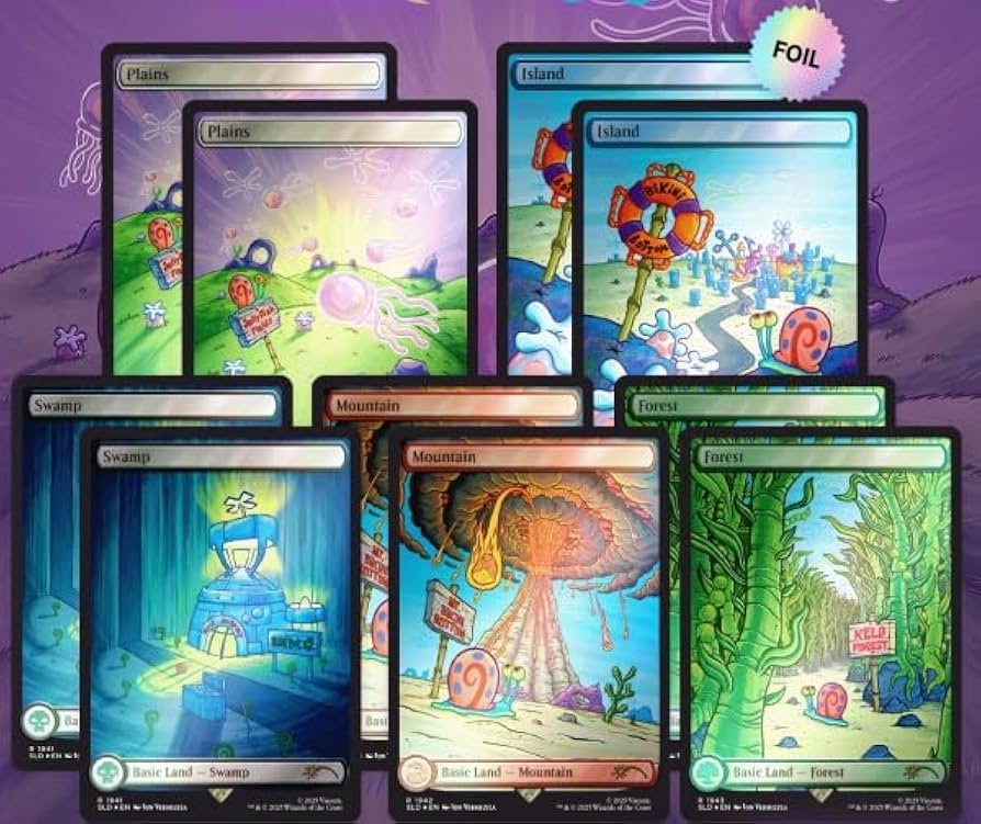 Magic the Gathering: Secret Lair Spongebob Squarepants: Lands Under the Sea (Rainbow Foil)