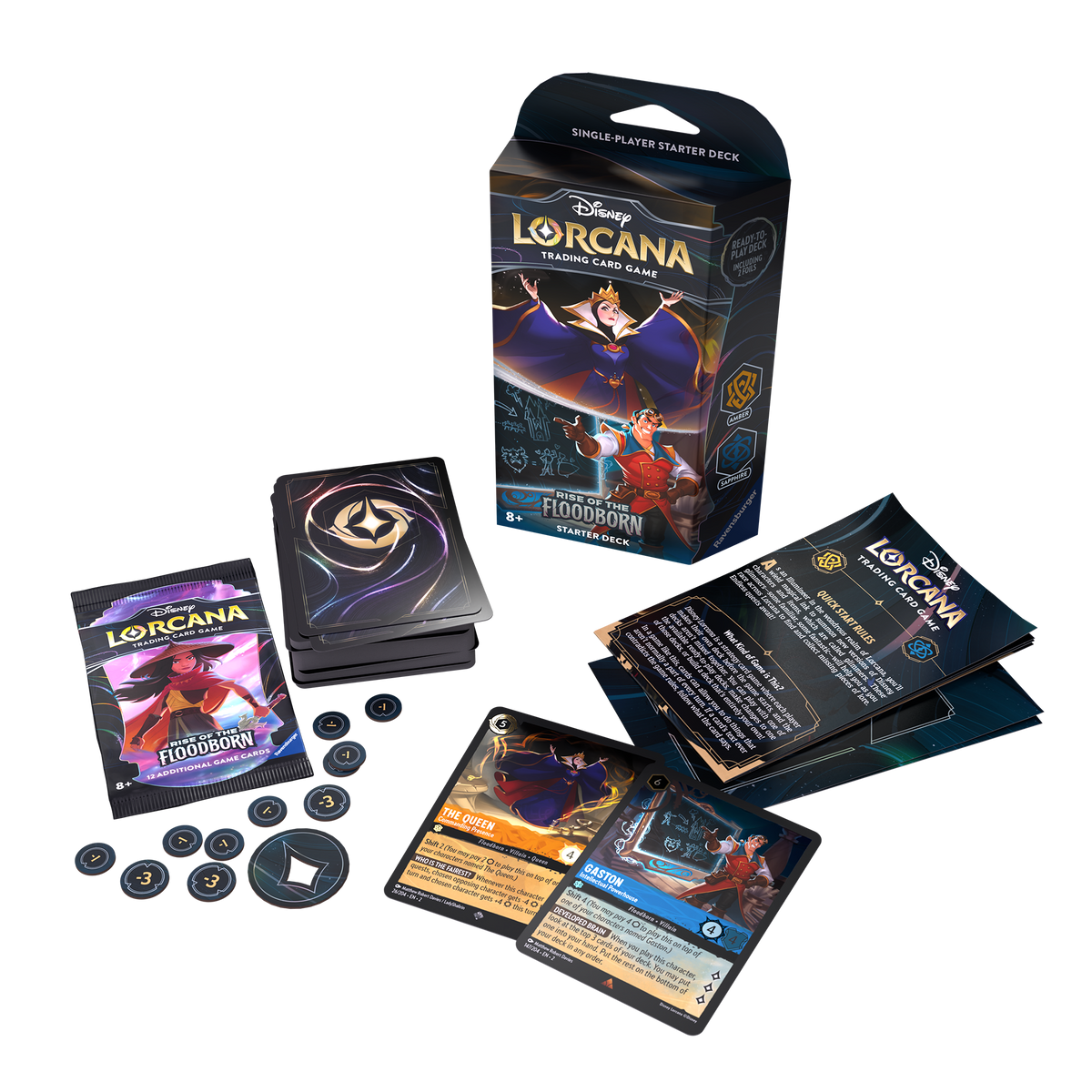 Disney Lorcana: Rise of the Floodborn Amber and Sapphire Starter Deck Double Infinity Gaming Disney Lorcana: Rise of the Floodborn Amber and Sapphire Starter Deck Double Infinity Gaming