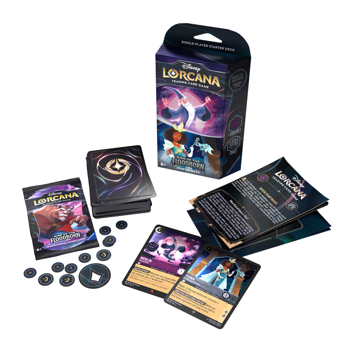 Disney Lorcana: Rise of the Floodborn Amethyst and Steel Starter Deck Double Infinity Gaming Disney Lorcana: Rise of the Floodborn Amethyst and Steel Starter Deck Double Infinity Gaming