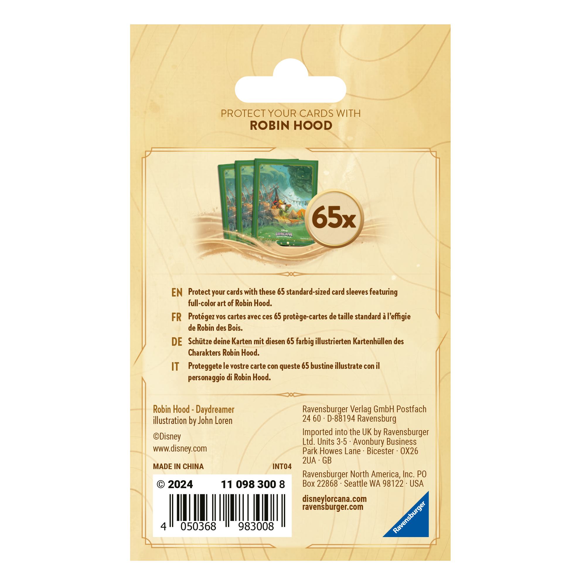 lorcana card back sleeves Lorcana Supplies: Into the Inklands: Robin Hood Card Sleeves – Double Infinity Gaming