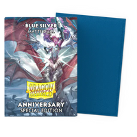 Supplies:   Dragon Shield Sleeves: Standard DUAL- Matte '25th Special Edition Blue Silver'