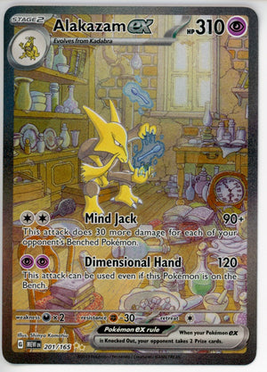 Pokemon Single: Alakazam ex - 201/165 - SV: Scarlet & Violet 151 (MEW) -NM