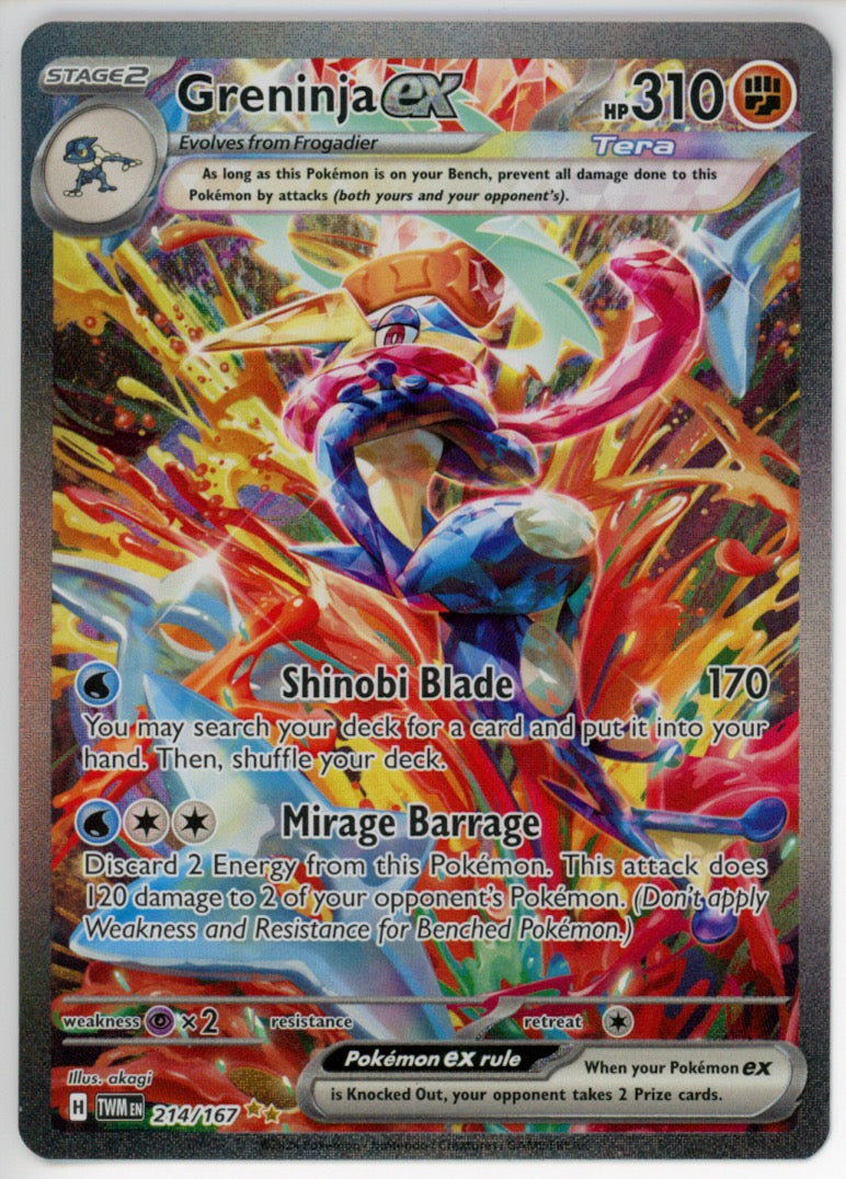Pokemon Single: Greninja ex - 214/167 - SV06: Twilight Masquerade- NM
