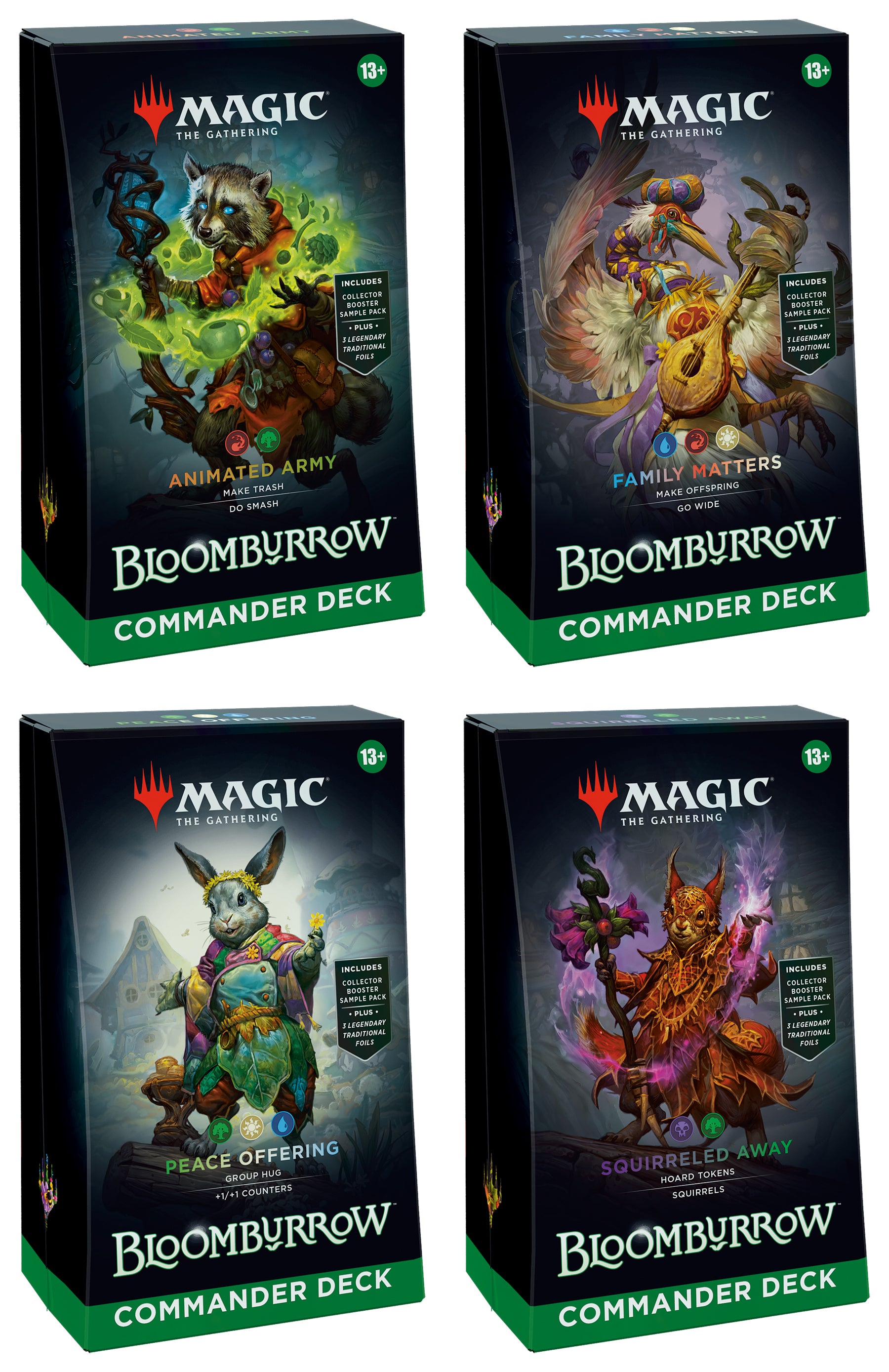 Magic the Gathering: Bloomburrow: Commander Case (Set of 4) Double Infinity Gaming Magic the Gathering: Bloomburrow: Commander Case (Set of 4) Double Infinity Gaming