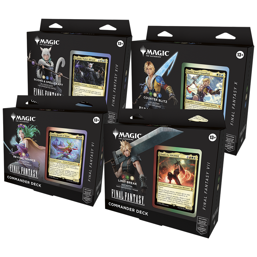 commander masters mtg precon Magic: Universes Beyond: Final Fantasy Commander Deck Case (Set of 4 d – Double Infinity Gaming
