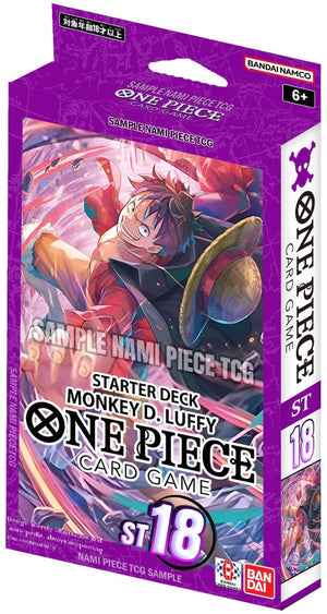 monkey d luffy one piece card game One Piece: PURPLE Monkey.D.Luffy Starter Deck (ST-18) – Double Infinity Gaming