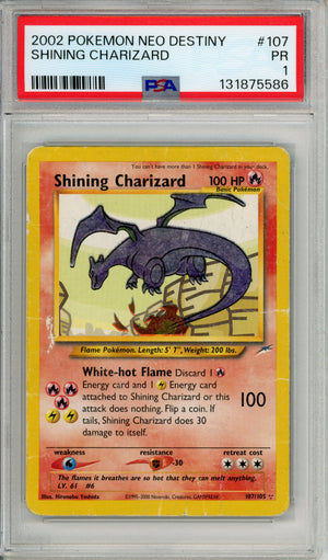 Pokemon Graded: Shining Charizard 107/105 Neo Destiny (2002) PSA 1