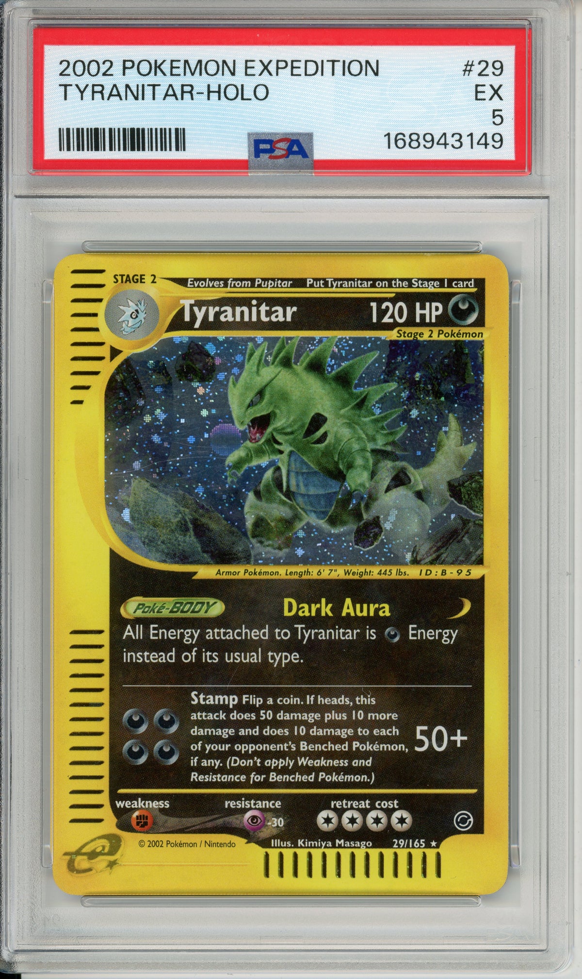 Pokemon Graded: Tyranitar 29/165 Expedition (2002) Holo PSA 5