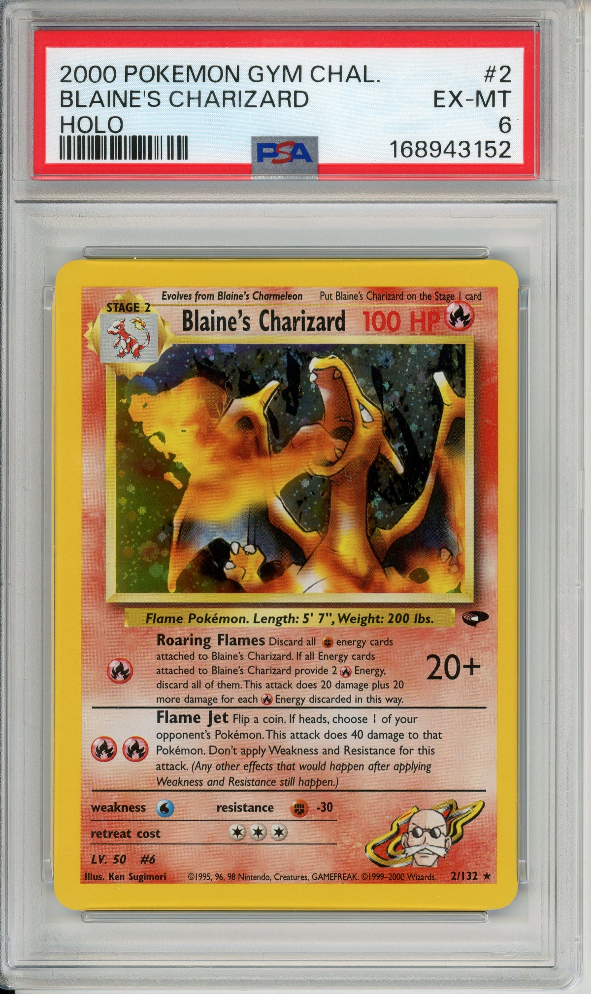 Pokemon Graded: Blaine's Charizard 2/132 Gym Challenge (2000) Holo PSA 6