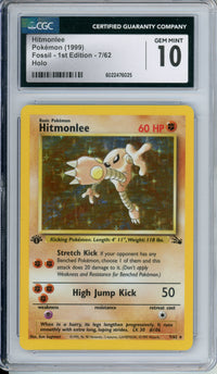 Pokemon Graded: Hitmonlee 1st Edition 7/62 Fossil (1999) Holo CGC 10