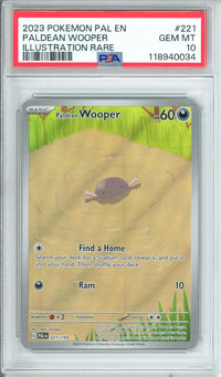 Pokemon Graded: Paldean Wooper 221/193 Paldea Evolved (2023) IR Holo PSA 10