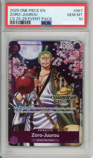 One Piece Graded: Zoro-Juurou OP05-067 Championship 25-26 Event Pack PSA 10