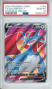 Pokemon Graded: Salamence V 185/189 Darkness Ablaze (2020) Full Art Holo PSA 10