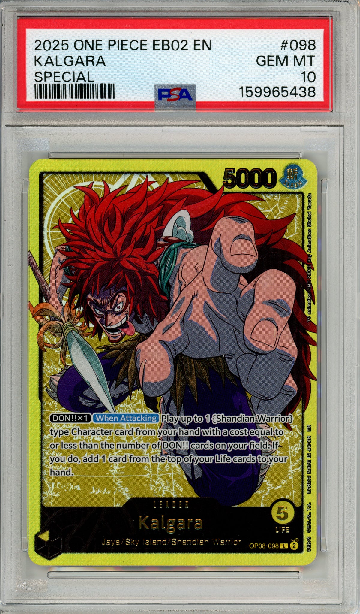 One Piece Graded: Kalgara OP08-098 Special Leader (2025) PSA 10