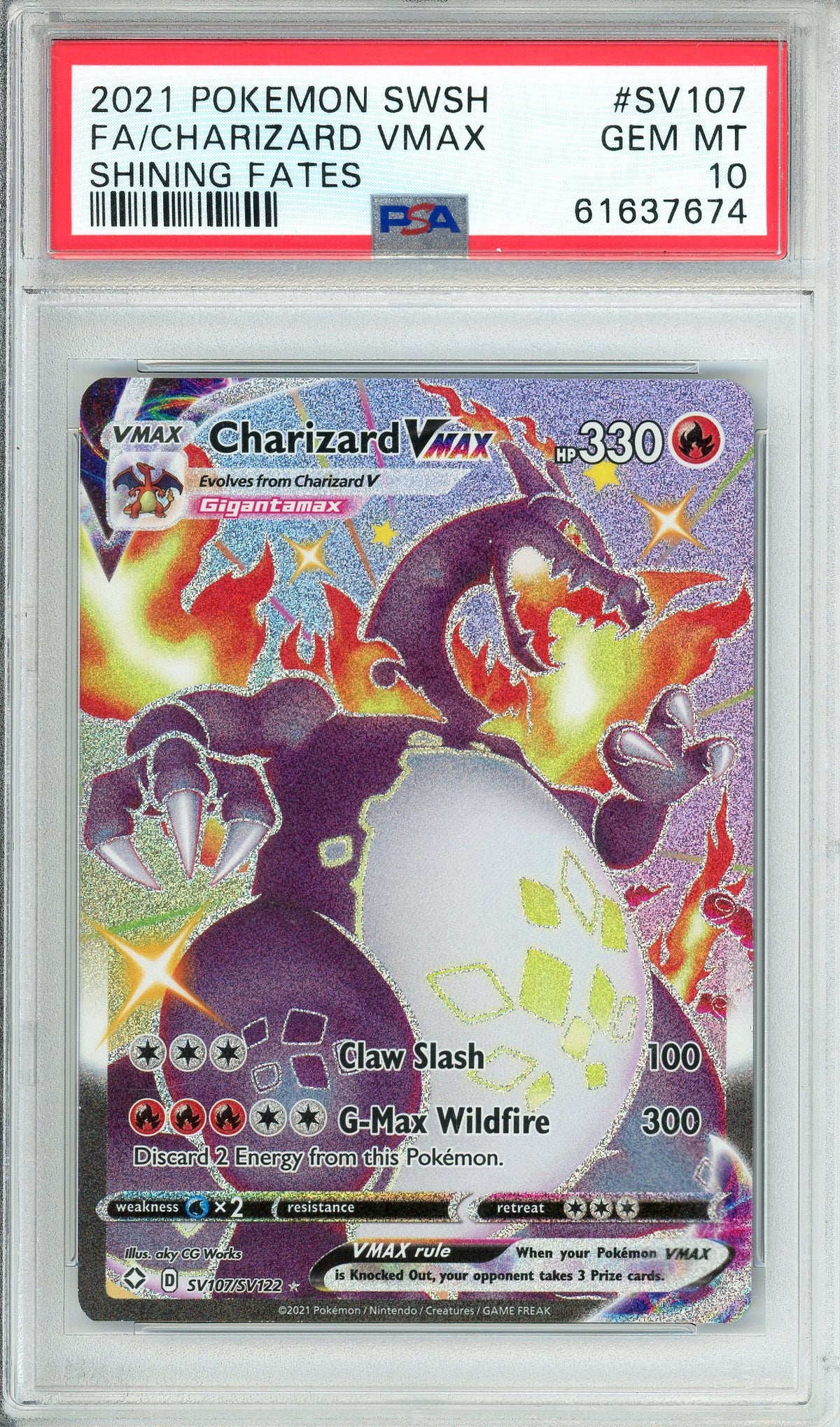 Pokemon Graded: Charizard VMAX SV107/SV122 Shining Fates (2021) Holo PSA 10