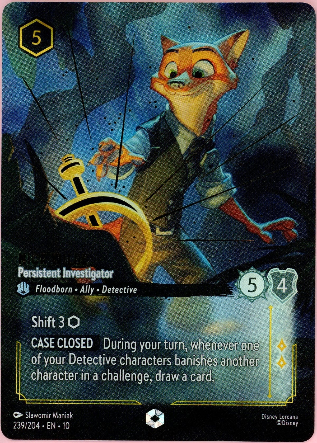 Lorcana Single: Nick Wilde Persistent Investigator 239/204 Enchanted Holo NM