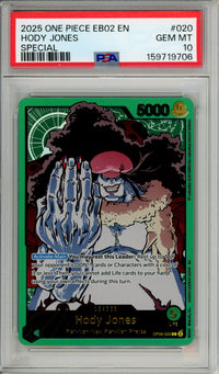 One Piece Graded: Hody Jones OP06-020 Special Leader (2025) PSA 10