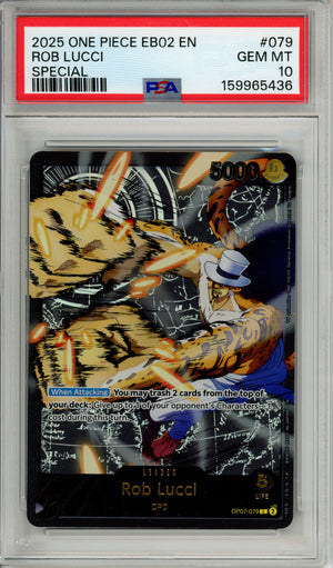 One Piece Graded: Rob Lucci OP07-079 Special Leader (2025) PSA 10