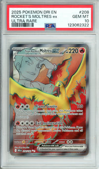 Pokemon Graded: Team Rocket's Moltres ex 208/182 Destined Rivals (2025) Holo PSA 10