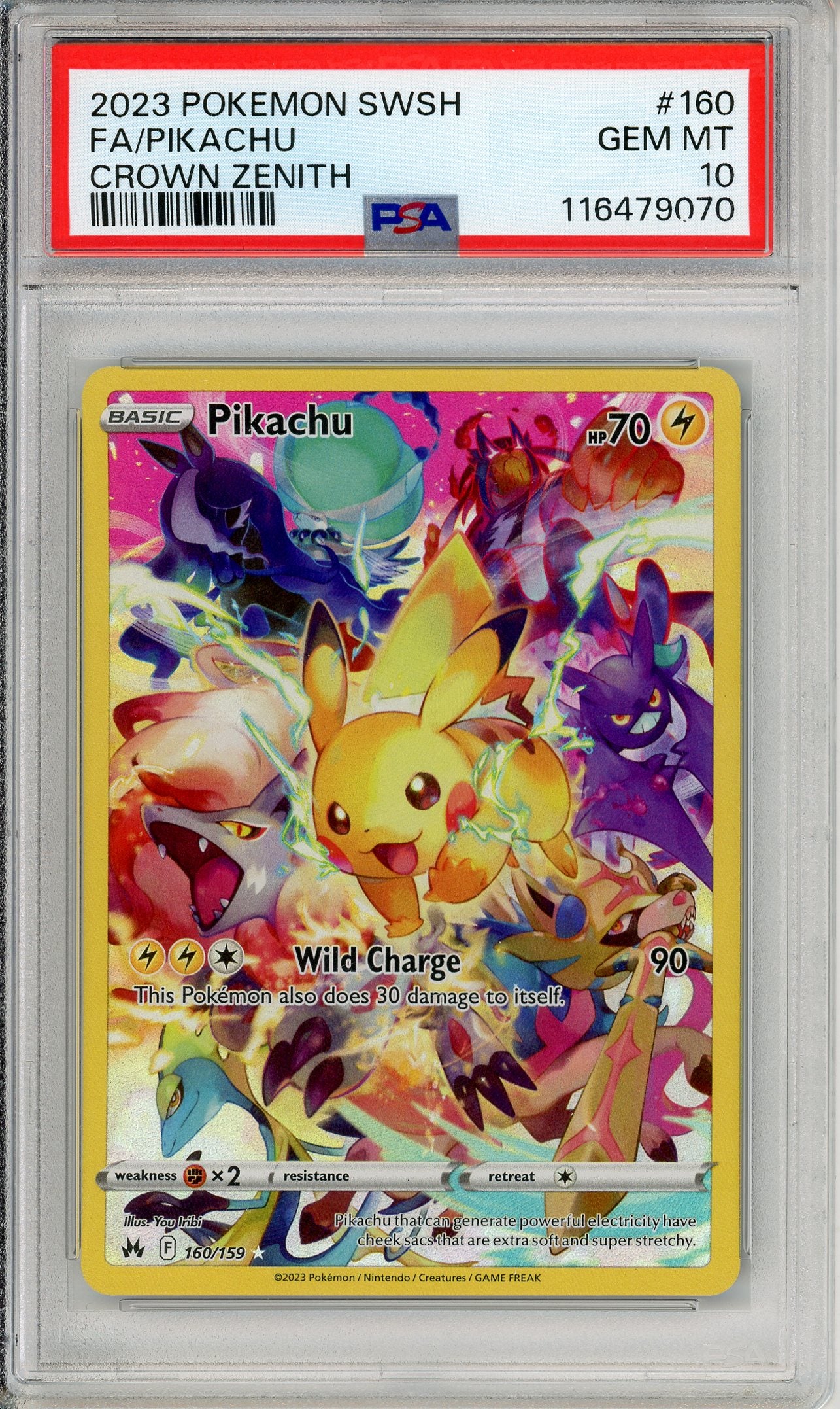 Pokemon Graded: Pikachu 160/159 Crown Zenith (2023) Full Art Holo