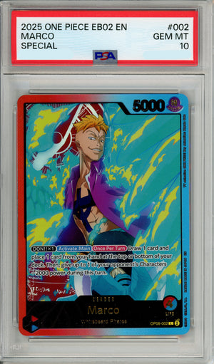 One Piece Graded: Marco OP08-002 Special Leader (2025) PSA 10