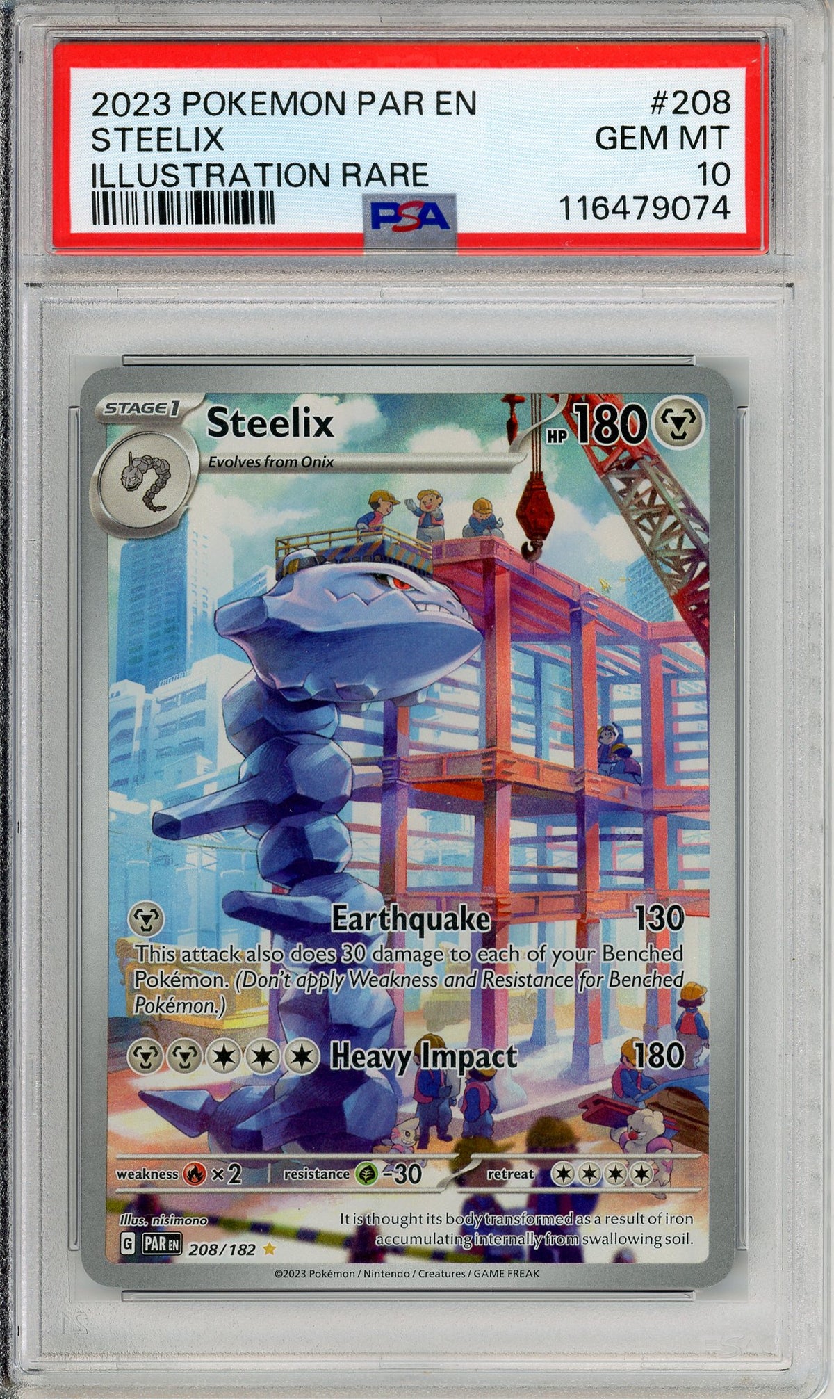 Pokemon Graded: Steelix 208/182 Paradox Rift (2023) IR Holo PSA 10