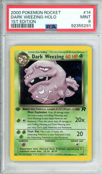 Pokemon Graded: Dark Weezing 1st Edition 14/182 Team Rocket (2000) Holo PSA 9