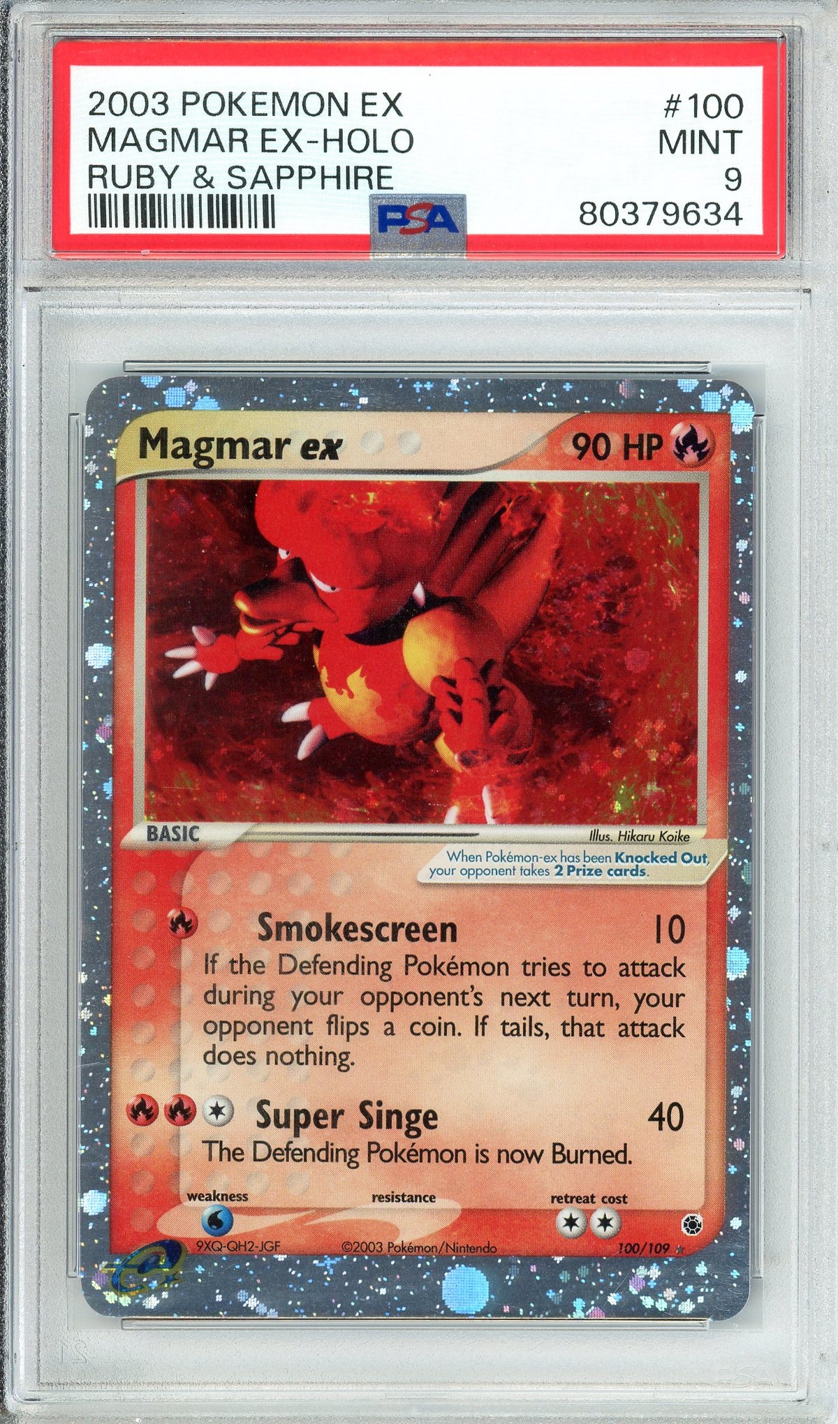 Pokemon Graded: Magmar ex 100/109 Ruby & Saphire (2003) Holo PSA 9