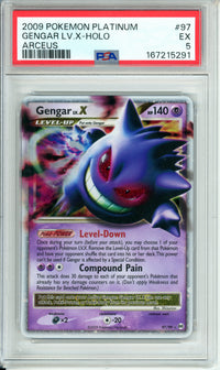 Pokemon Graded: Gengar LV. X 97/99 Platinum (2009) Holo PSA 5