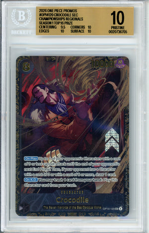 One Piece Graded: Crocodile OP14-120 Official Event Top Prize (2026) Beckett 10