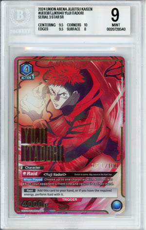 Union Arena Graded: Yuji Itadori #UE03BT Jujutsu Kaisen (2024) Beckett 9