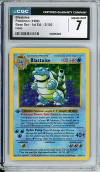 Pokemon Graded: Blastoise 1st Edition 2/102 Base Set (1999) Holo CGC 7