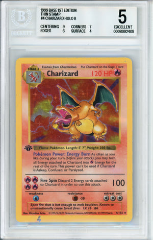 Pokemon Graded: Charizard 1st Edition 4/102 Base Set (1999) Holo Beckett 5