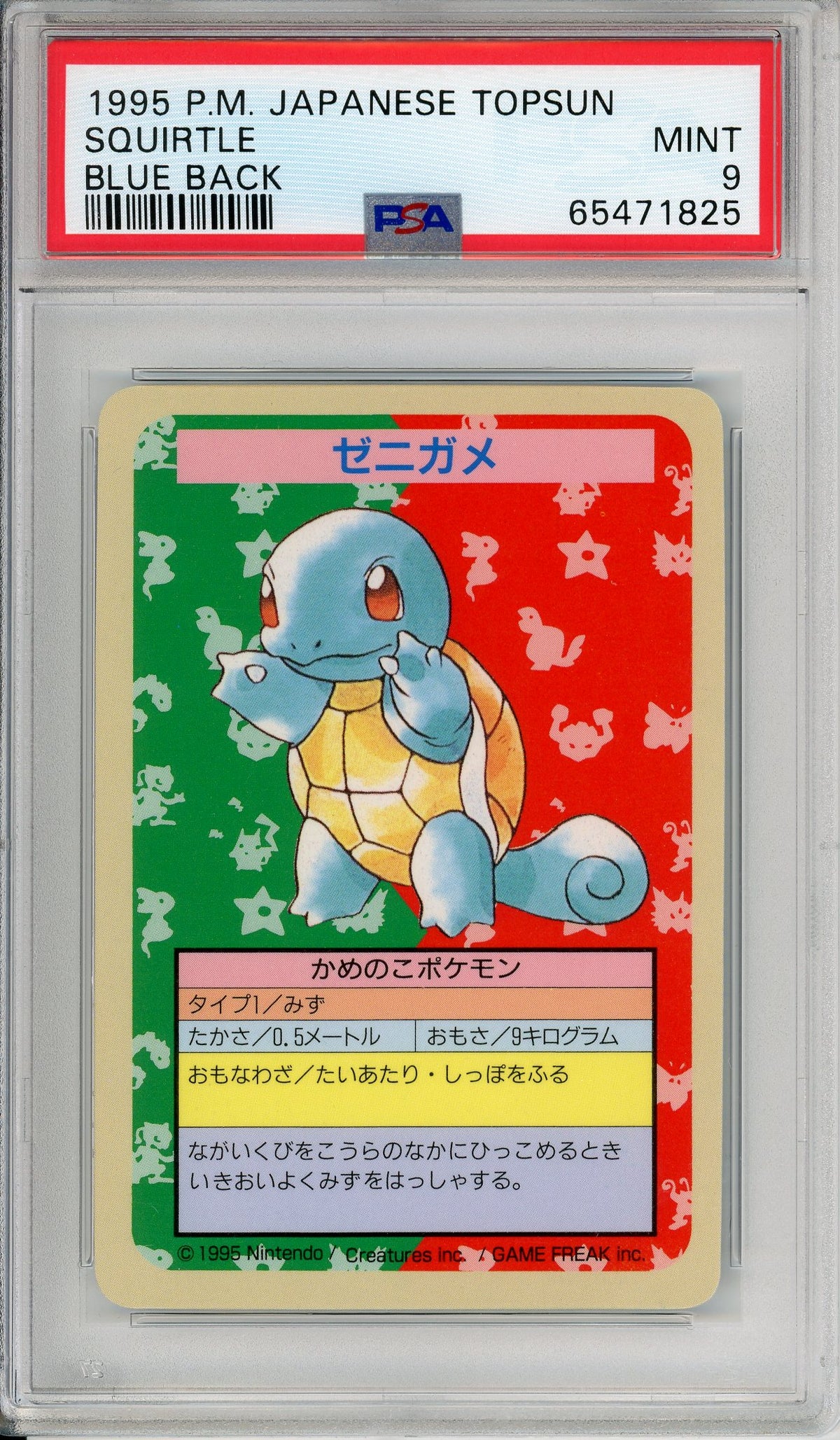 Pokemon Graded: JP Squirtle Topsun (1995) Blue Back PSA 9