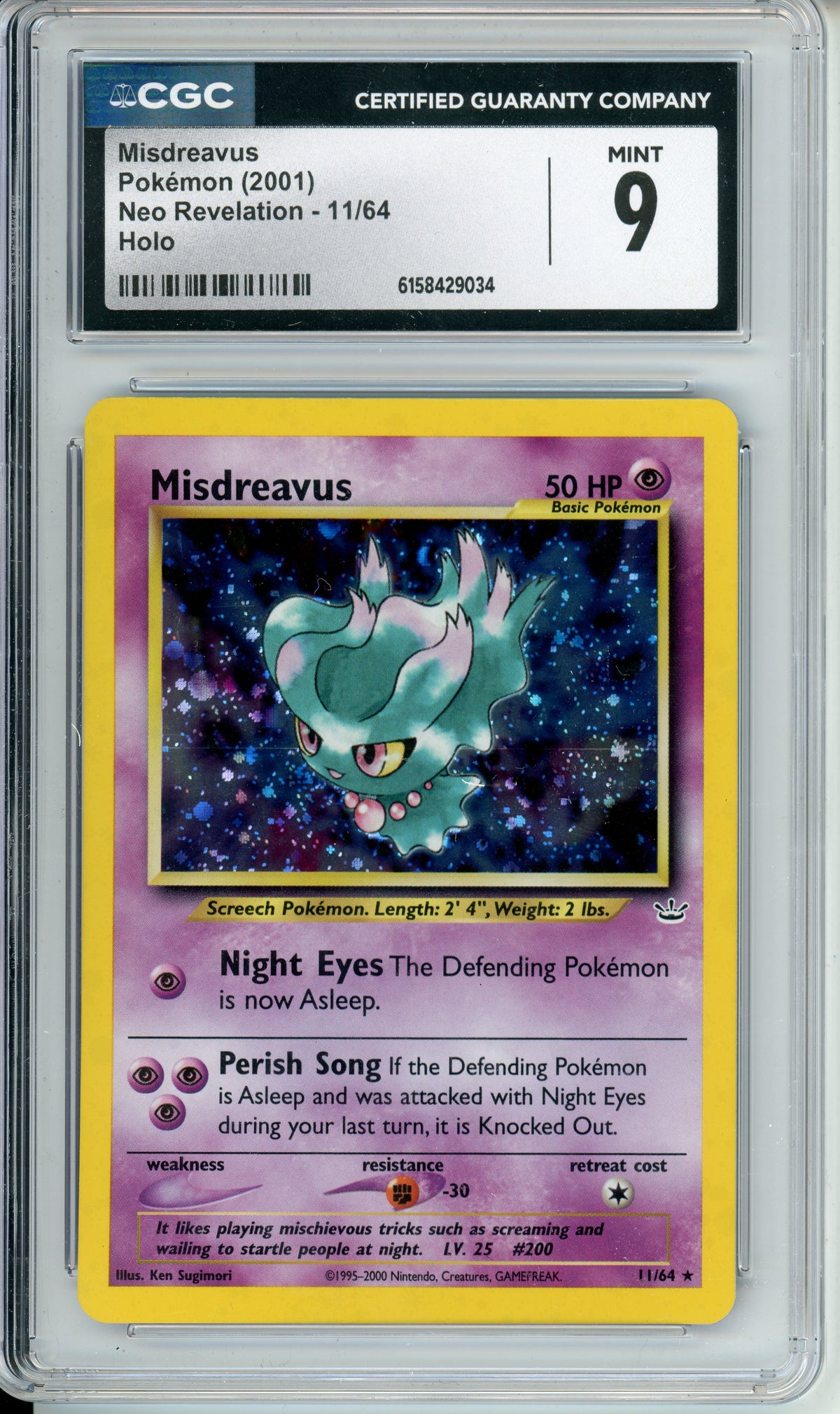 Pokemon Graded: Misdreavus 11/64 Neo Revelation (2011) Holo CGC 9