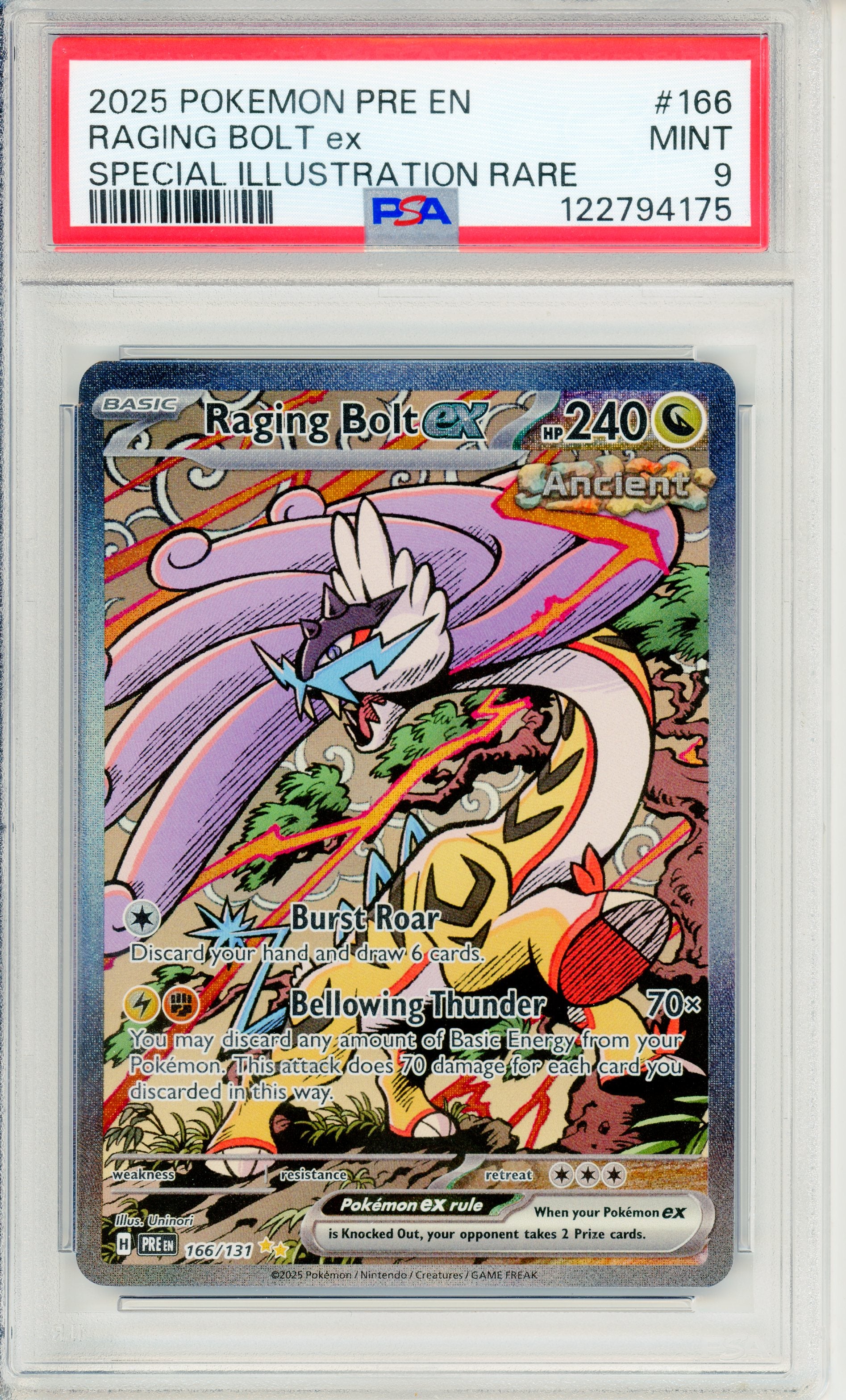 Pokemon Graded: Raging Bolt ex 166/131 Prismatic Evolutions (2025) SIR PSA 9