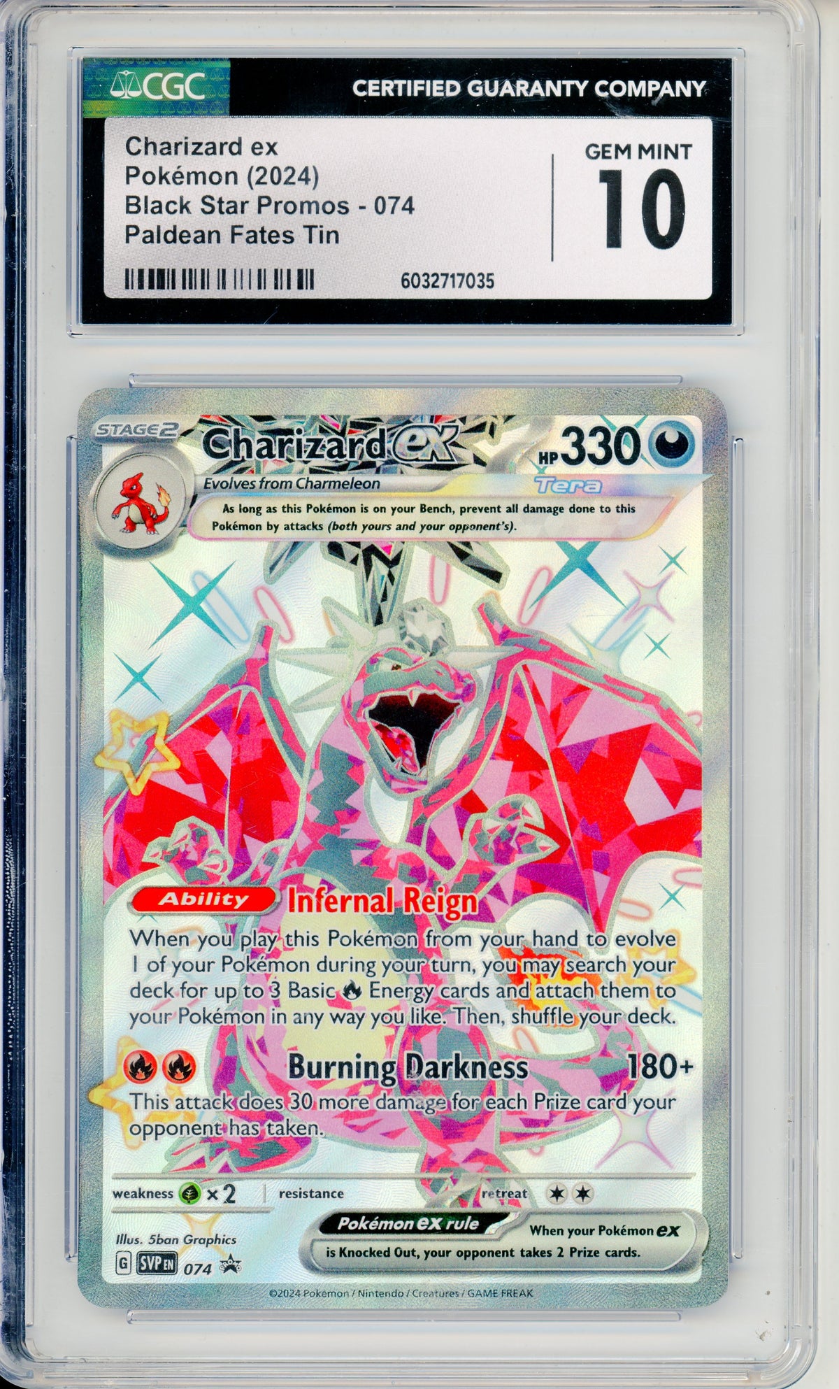 Pokemon Graded: Charizard ex #74 Paldean Fates Tin Promo (2024) Holo CGC 10