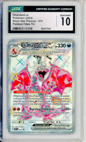 Pokemon Graded: Charizard ex #74 Paldean Fates Tin Promo (2024) Holo CGC 10