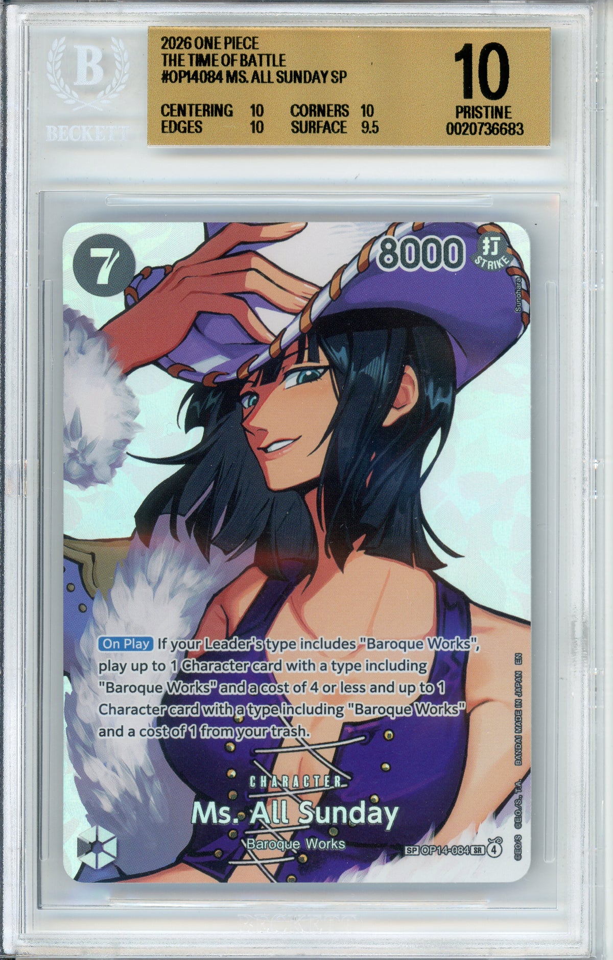 One Piece Graded: Ms. All Sunday OP14-084 Special Rare Beckett 10