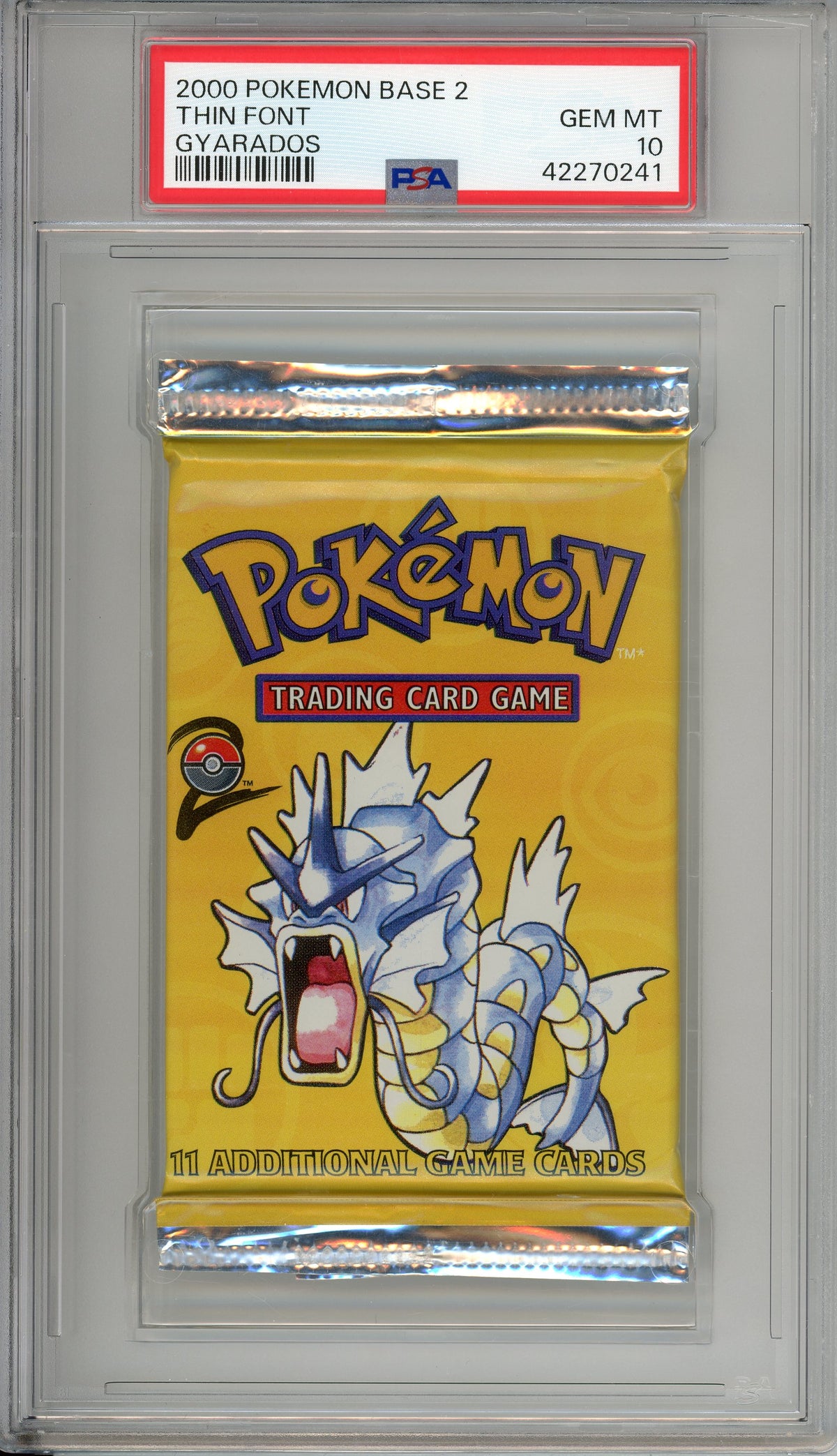 Pokemon Graded: Pokemon Base 2 Thin Font Gyarados PSA 10