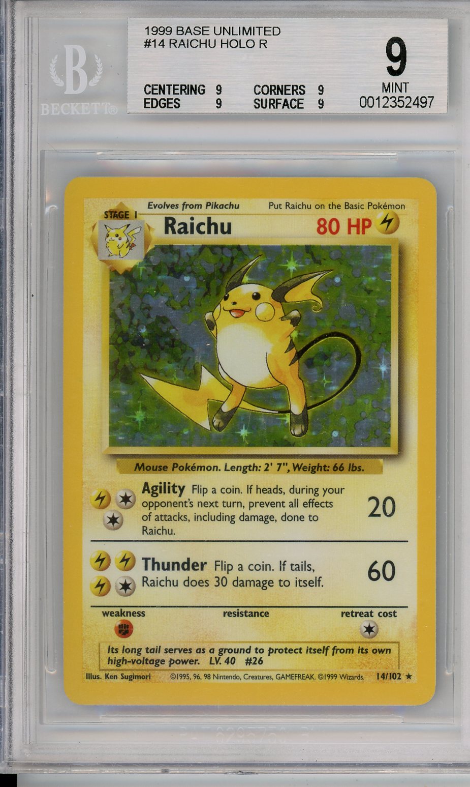 Pokemon Graded: Raichu Beckett 9