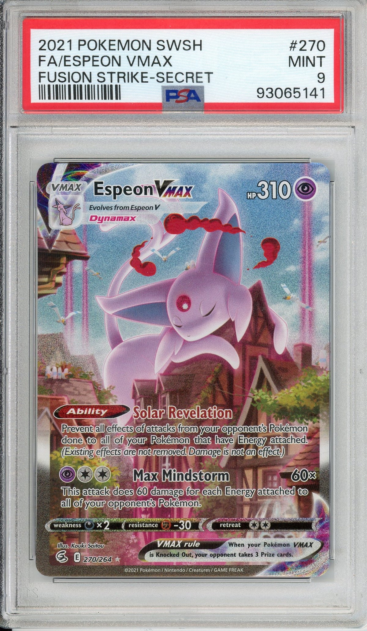 Pokemon Graded: Espeon VMAX 270/264 Fusion Strike (2021) Secret Rare PSA 9