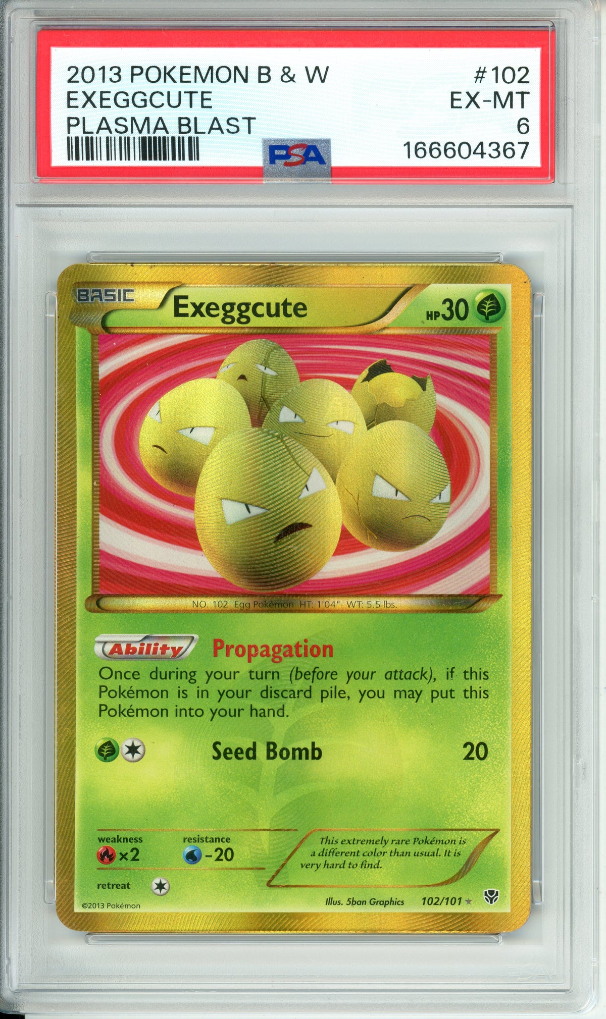 Pokemon Graded: Exeggcute 102/101 Plasma Blast (2013) Holo PSA 6