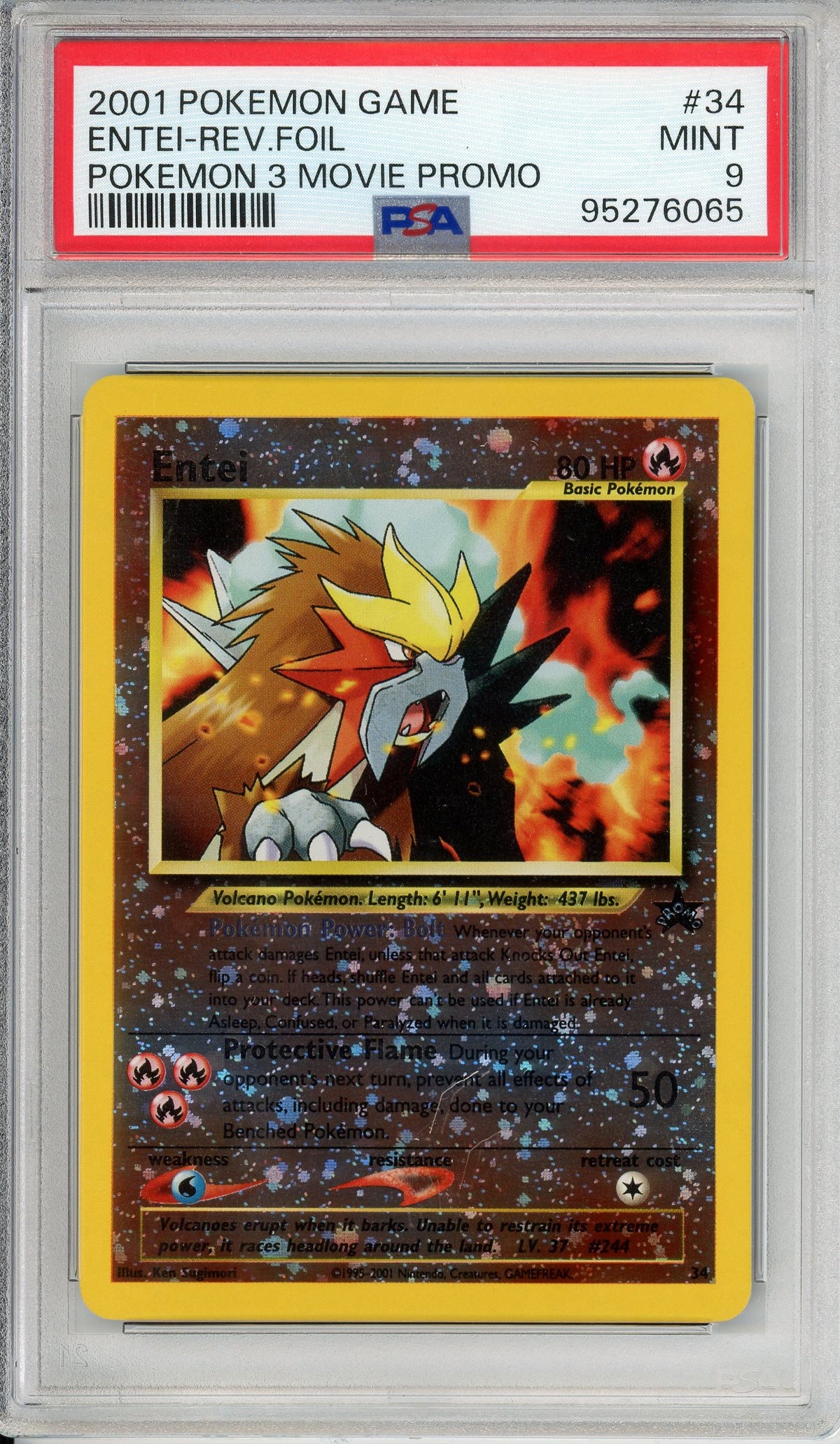 Pokemon Graded: Entei #34 Movie Promo 3 (2001) Reverse Holo PSA 9